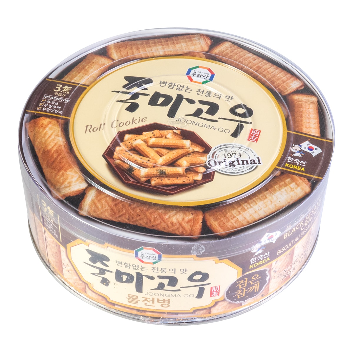 JOONGMA-GO Black Sesame Roll Cookie Cracker 365g