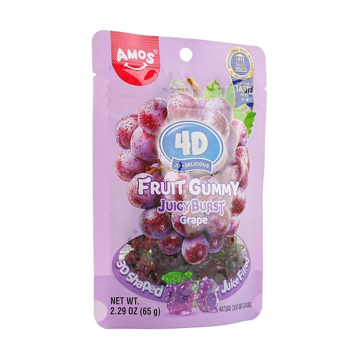 4D Fruit  Jelly Gummy Candy Juicy Burst Grape 2.29 oz