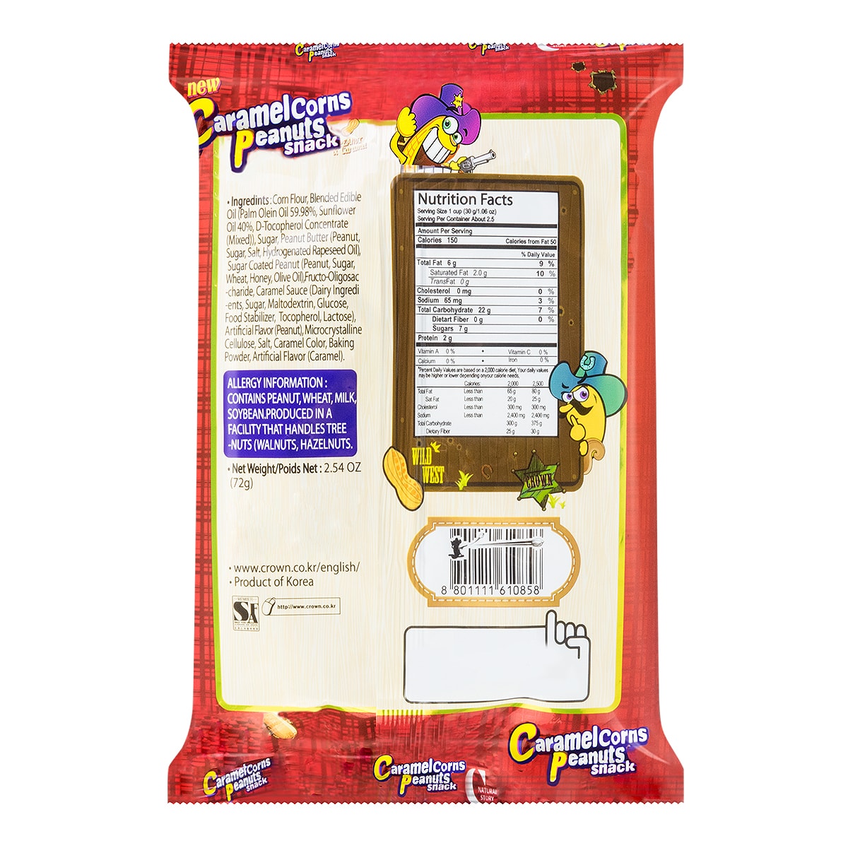 Caramel Corn & Peanuts Snack - Lightly Sweet & Crispy, 2.53oz