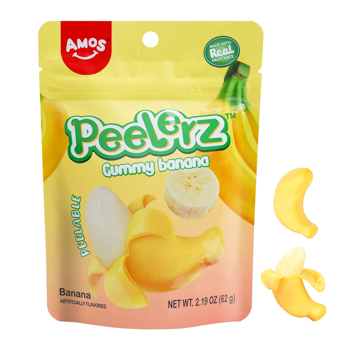 Amos Peelable Mango Candy Peelerz Gummy Mango Peeling CandyResealable 2.19oz Bag (Pack of 3)