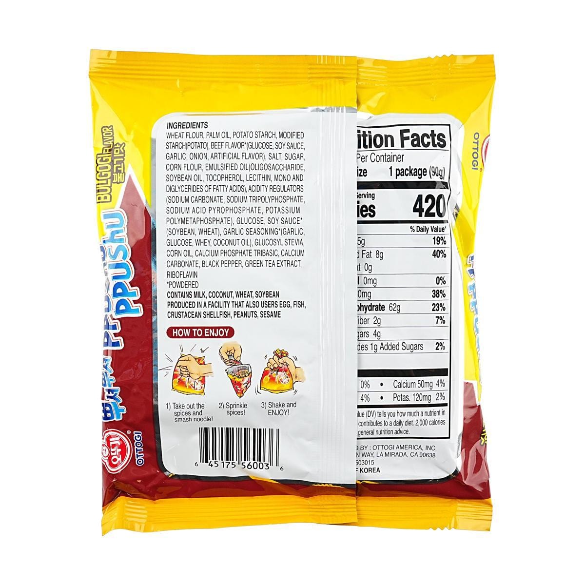 Ppushu Ppushu Noodle Snack Bulgogi flavor 90g