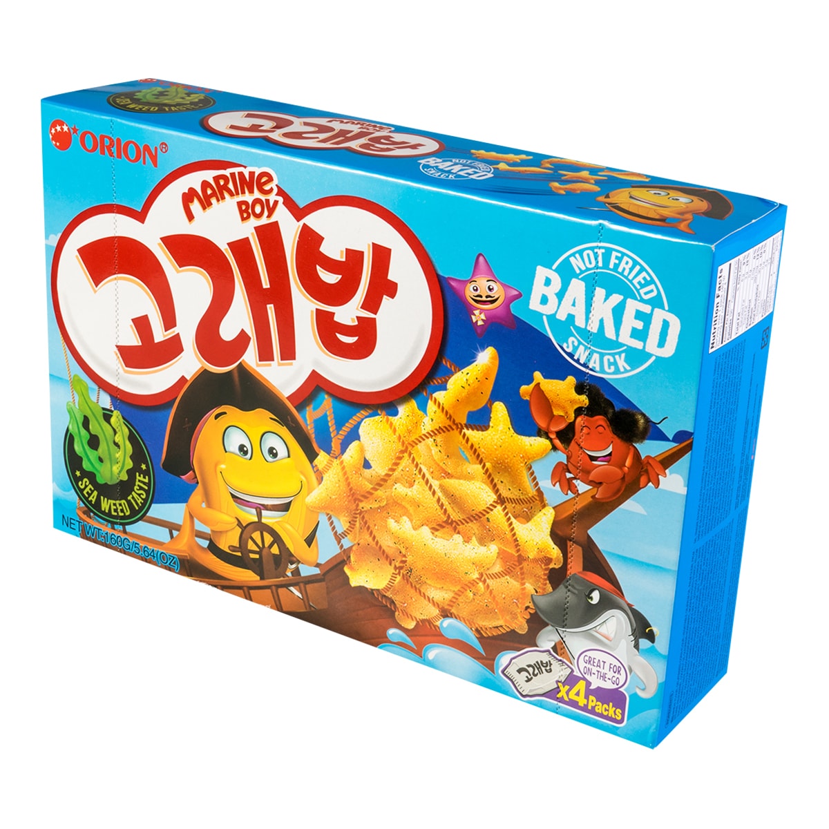 MGoraebab Marine Boy Crunchy Seaweed Flavor Crackers, 4 Packs, 5.64oz