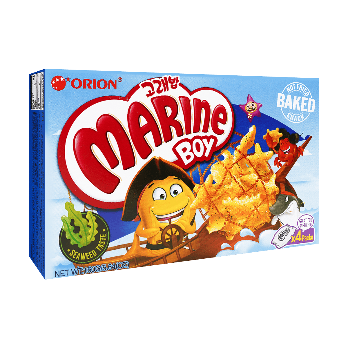 MGoraebab Marine Boy Crunchy Seaweed Flavor Crackers, 4 Packs, 5.64oz